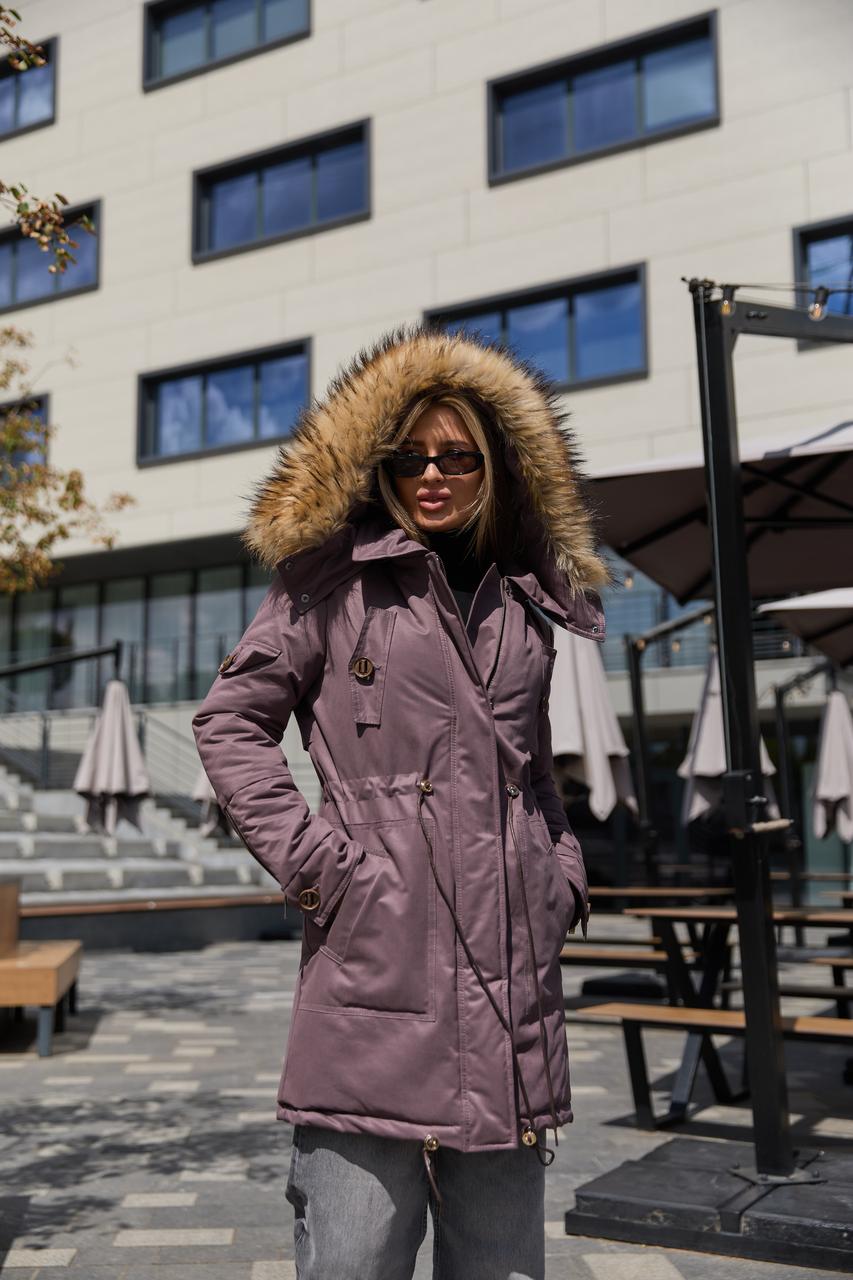 Зимова жіноча тепла парка зі штучним хутром, фото 1