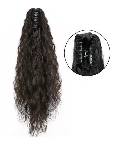 Шиньйон на крабі кудрявий хвіст темно-кричневий шоколадний (SHKR-С2), фото 1