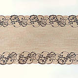 Стрейчеве (еластичне) мереживо бежевого кольору (з абрикосовим підтоном), ширина 24 см., фото 5