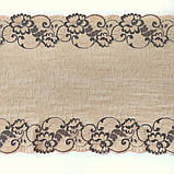 Стрейчеве (еластичне) мереживо бежевого кольору (з абрикосовим підтоном), ширина 24 см., фото 3