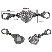 Магнітна застібка у формі серця зі стразами