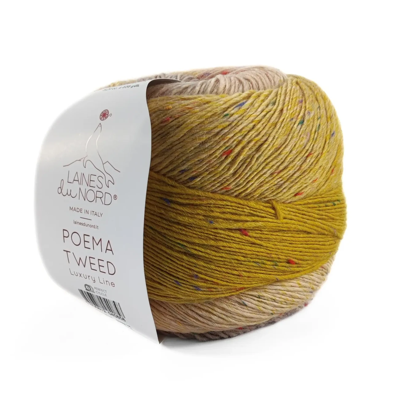 Пряжа твід Poema Tweed/Поема Твід, гірчичний-сірий 503