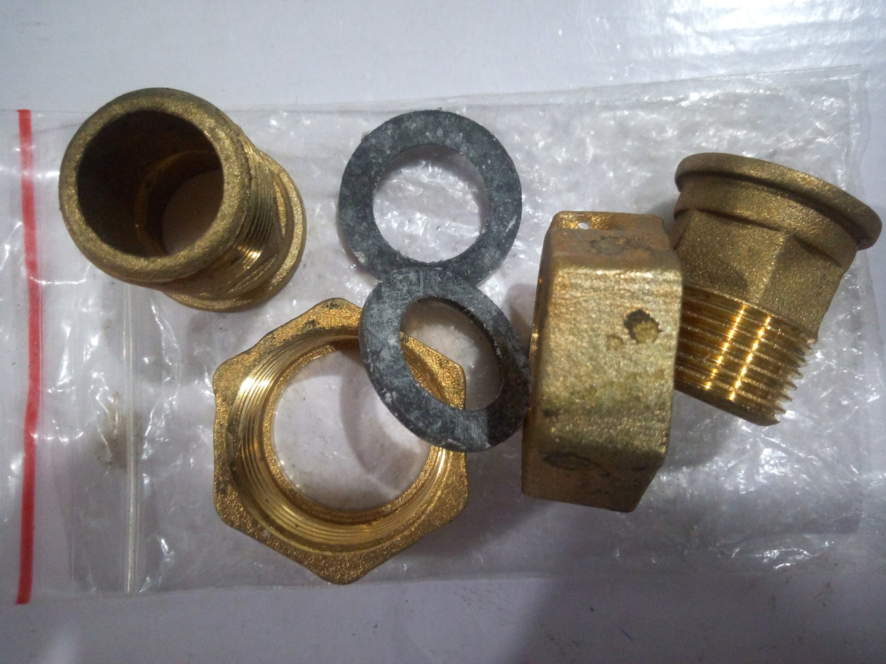 Комплект штуцерів 3/4" (штуцера, КМЧ) латунь для лічильника води, водоміра, фото 1