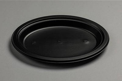 Одноразова овальна тарілка Преміум 260 мм чорна пластикова універсальна упаковка 50 штук