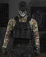 Армейская черная плитоноска asdag, Плитоноска полиция в сбросе черная с точками быстрого скида, Бронежилет без