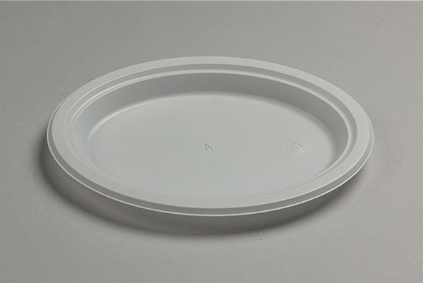 Одноразова овальна тарілка Преміум 260 мм біла пластикова універсальна упаковка 50 штук, фото 1