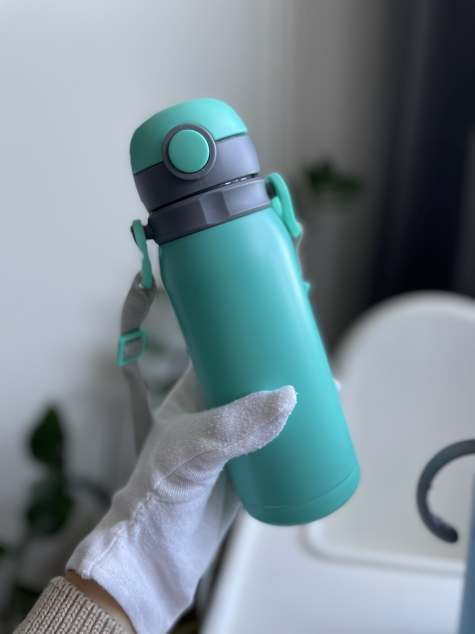 Термос для дітей 450мл із нержавіючої сталі (бірюзовий), фото 1