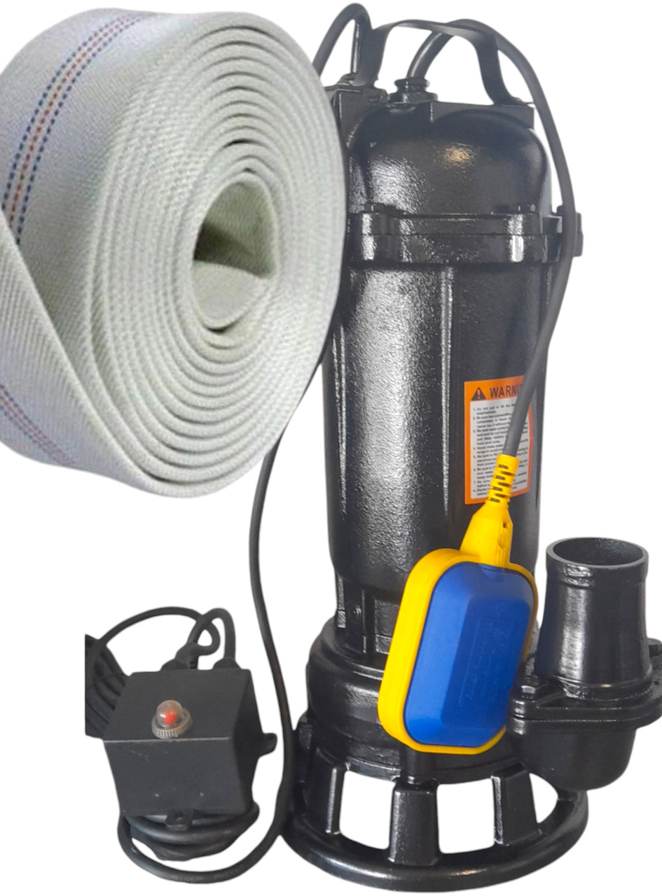 НАСОС ІЗ РІЖУЧИМ МЕХАНІЗМОМ + ШЛАНГ 10м (ФЕКАЛЬНИЙ), фото 1