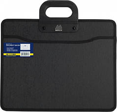 Портфель 2 відд. В 4  чорний з ткан. боками