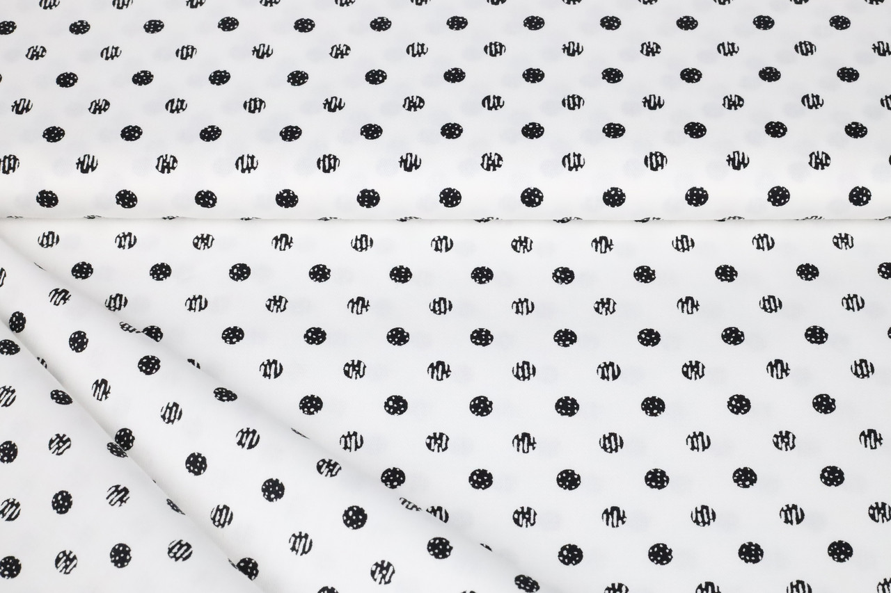 Сатин-твіл Горохи розмиті чорні