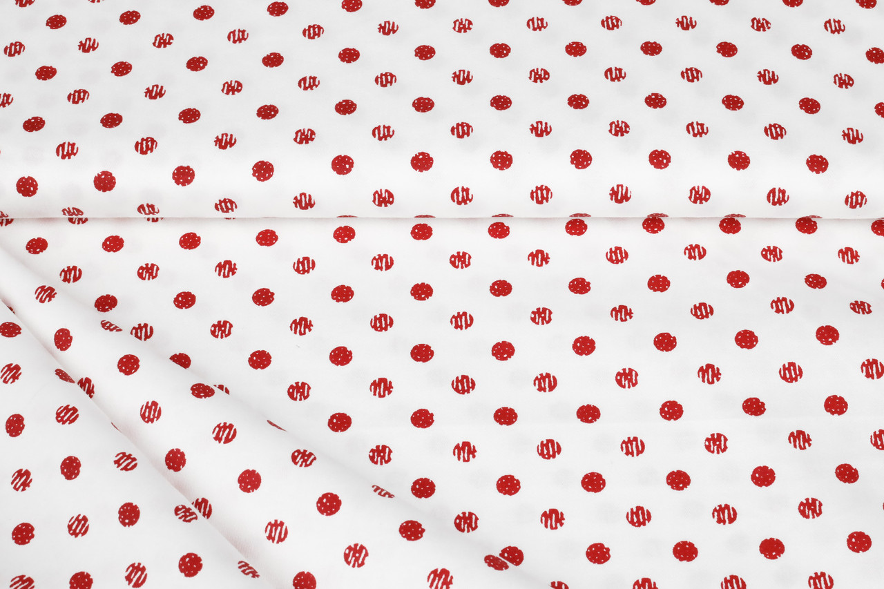 Сатин-твіл Горошки розмиті червоні