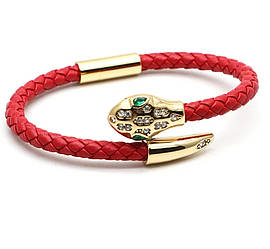 Браслет шкіряний зі сталлю. Змія Розмір 17 см