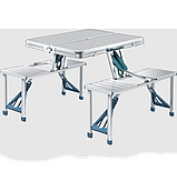 Розкладний стіл-валіза для пікніка з 4 стільцями Aluminum picnic table Туристичний стіл-валіза зі стільцями, фото 5