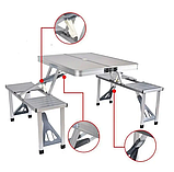 Розкладний стіл-валіза для пікніка з 4 стільцями Aluminum picnic table Туристичний стіл-валіза зі стільцями, фото 3
