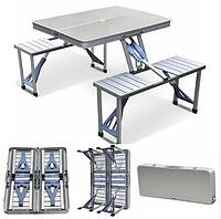 Раскладной стол-чемодан для пикника с 4 стульями Aluminum picnic table Туристический стол-чемодан с стульями