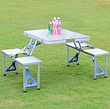Розкладний стіл-валіза для пікніка з 4 стільцями Aluminum picnic table Туристичний стіл-валіза зі стільцями, фото 6