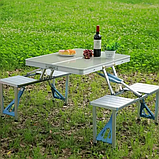 Розкладний стіл-валіза для пікніка з 4 стільцями Aluminum picnic table Туристичний стіл-валіза зі стільцями, фото 7