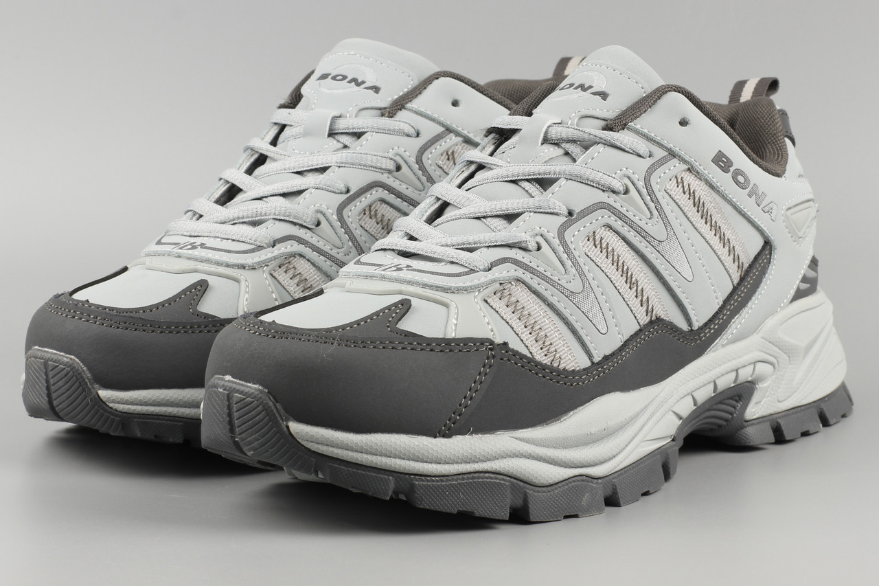 Кросівки зимові чоловічі сірі Bona 954M-6 Бона утеплені з хутром Розміри 41 42 43 44 45 46