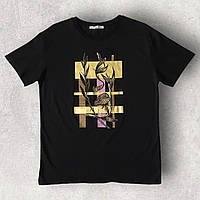 Футболка со стразами женская черная. S, M, L