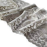 Стрейчеве (еластичне) мереживо сіро-бежевого кольору (відтінок тауп), ширина 22,5 см., фото 4