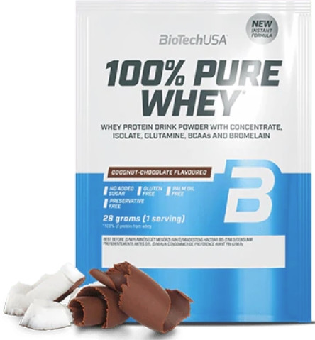 Протеїн BioTech 100% Pure Whey 28 гр шоколадно-кокосовий, фото 1