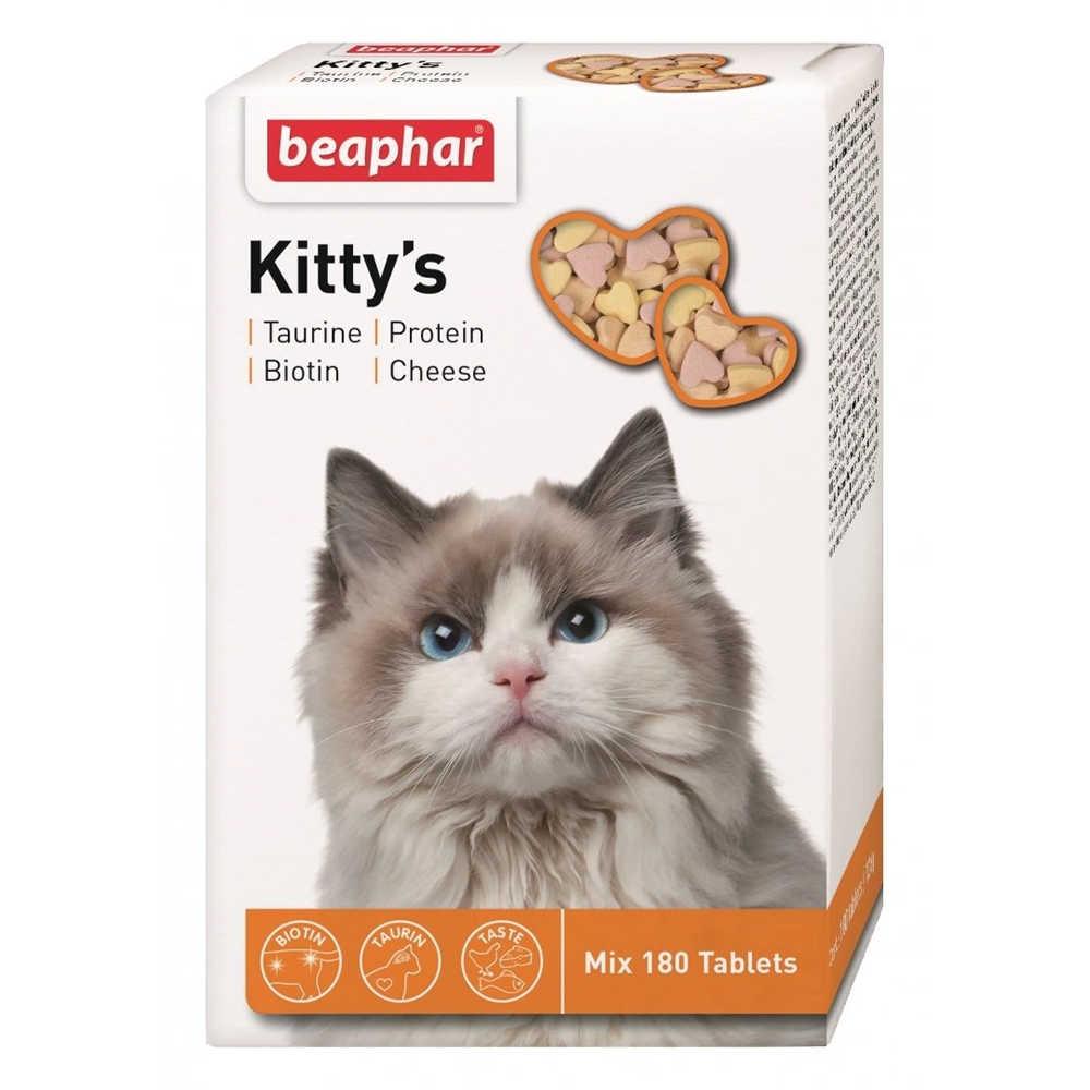 Ласощі з таурином і біотином, сиром та протеїном для котів Beaphar Kitty's Mix, 180 таб (*), фото 1
