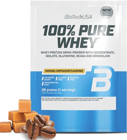 Протеїн BioTech 100% Pure Whey 28 г капучино з карамеллю