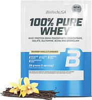 Протеїн для зростання м'язів  BioTech 100% Pure Whey 28 гр бурбонська ваніль