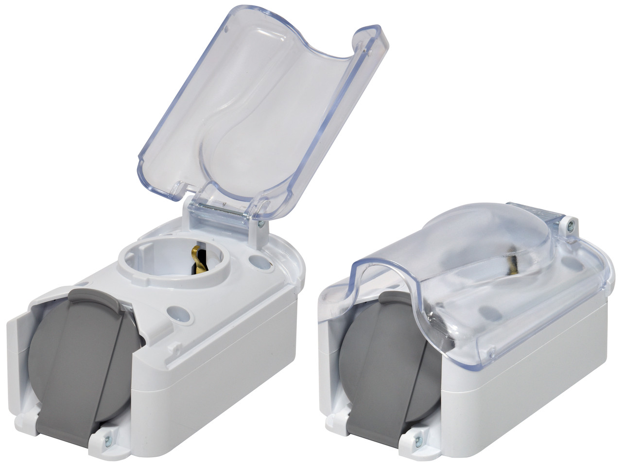 Розетка 2-я ETI PRE-2PC з кришкою Schuko, IP44, 16A, полікарбонат