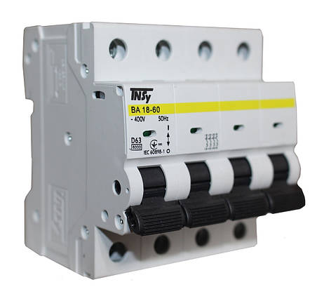 Автоматичний вимикач ВА18-60 4Р 63А 6кА х-ка D Ny95504824, фото 1