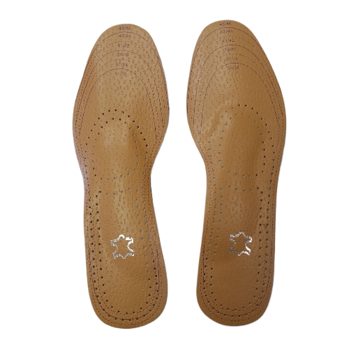 Устілки обрізні шкіряні для корекції плоскостопості з супінатором розмір 35-46 коричневі у взуття, фото 1