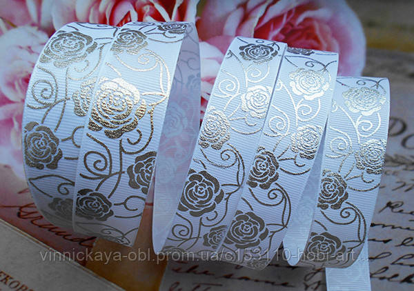 Стрічка репсова 2,5см з візерунком № 387