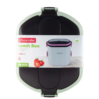 Ланч-бокс подвійний (корпус пластик/внутр.ємність+кришка нерж.сталь) KAMILLE