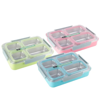 Ланч-бокс 31*25*6см (корпус пластик/внутр.ємність нерж.сталь) мікс KAMILLE