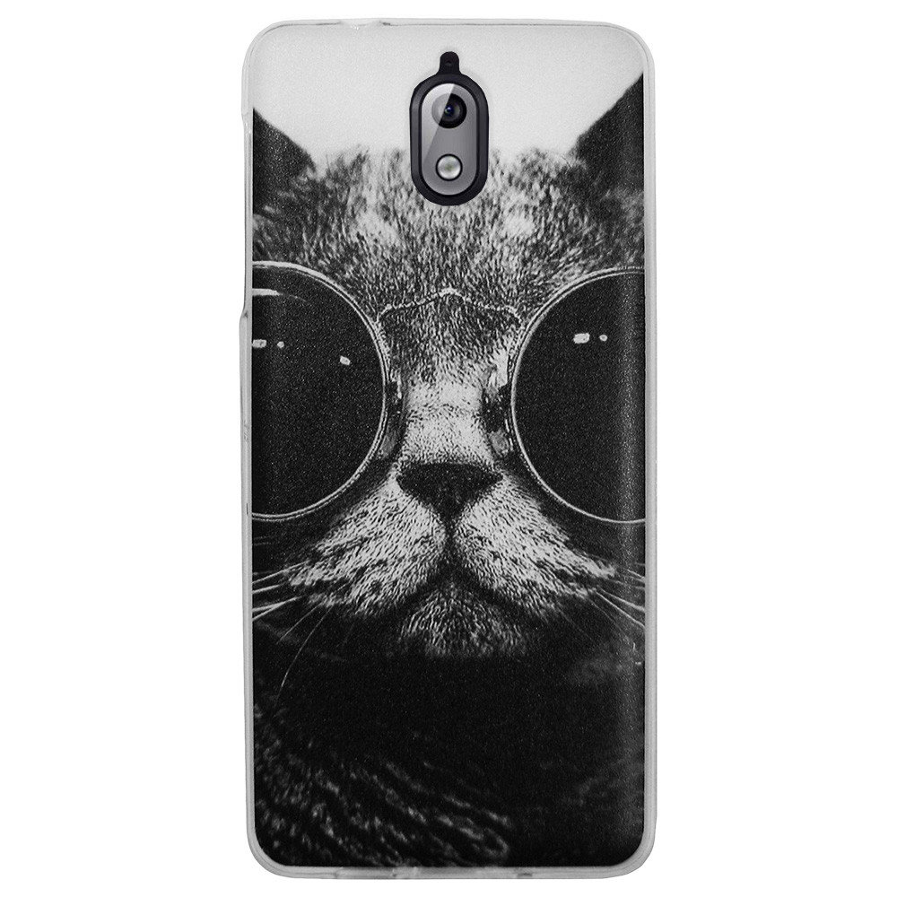 Чехол с рисунком Printed Silicone для Nokia 3.1 Кот в очках, фото 1