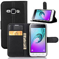 Чехол-книжка Litchie Wallet для Samsung Galaxy J1 2016 (J120) Черный