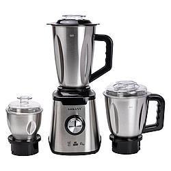 Блендер з чашею 1.5 літра для коктейлів та смузі портативний 2 режими швидкості з кавомолкою 800 Вт Sokany