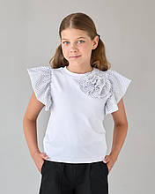 1352 Біла блузка — футболка для дівчинки Тм Bosskids розмір 134 см