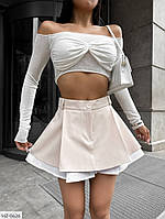 Шорти спідниця жіночі короткі стильні, ефектна спідниця з шортами розкльошена пишна стильна арт 14