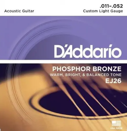 Струни для акустичної гітари Daddario .011-.052 EJ26 + 3 медіатори в подарунок
