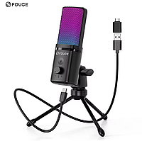 Мікрофон конденсаторний FDUCE M160 ігровий, з RGB-підсвічуванням і регулятором гучності