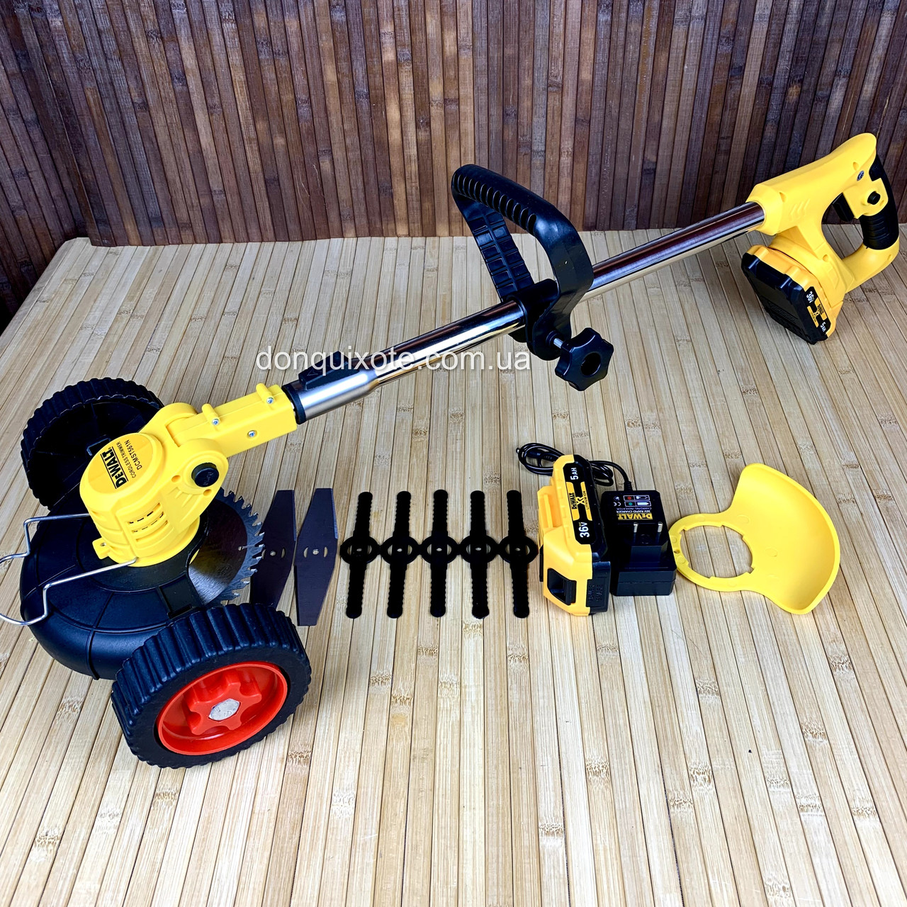 Акумуляторний тример Dewalt DCMST561N з колесами (36V, 5AH) акумуляторна коса девольт для трави