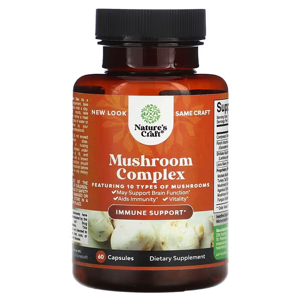 Гриби для імунітету Mushroom Complex 60 капс кордицепс рейші шиїтаке їжовик Nature's Craft США