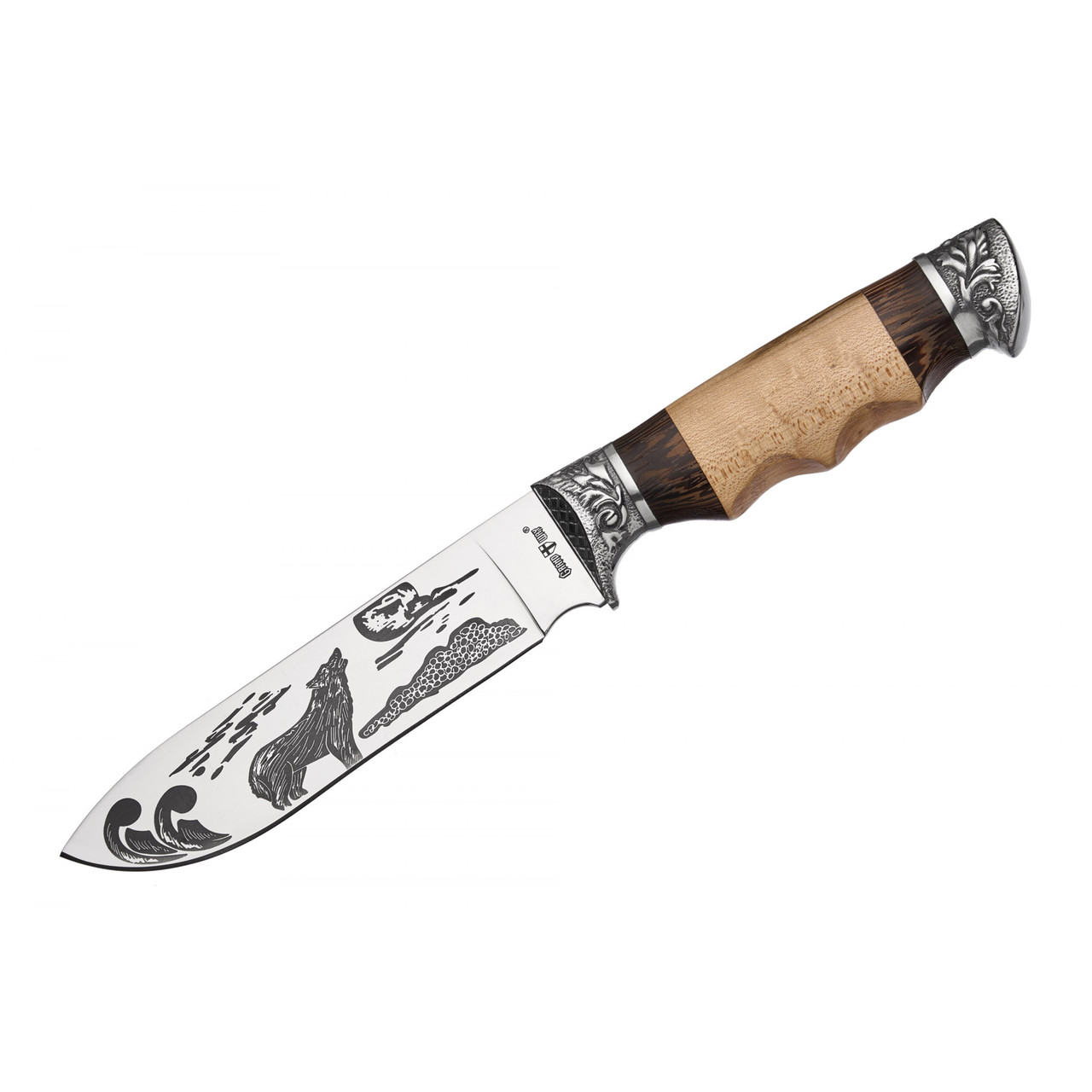 Ніж мисливський Grand Way 1802 Вовк (mirror polish,метал-дерево,чохол cordura) JGR