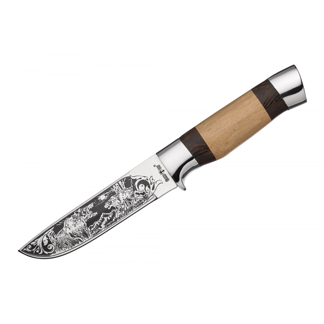 Ніж мисливський Grand Way 1865 Медвидь (mirror polish,дерево-метал,чохол cordura) JGR