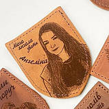 Шкіряні шеврони з гравіюванням фото. Різні кольори шкіри. Є наложка. Виготовлення 1-3 робочих дні. Краща якість в Україні. Горіх, фото 4