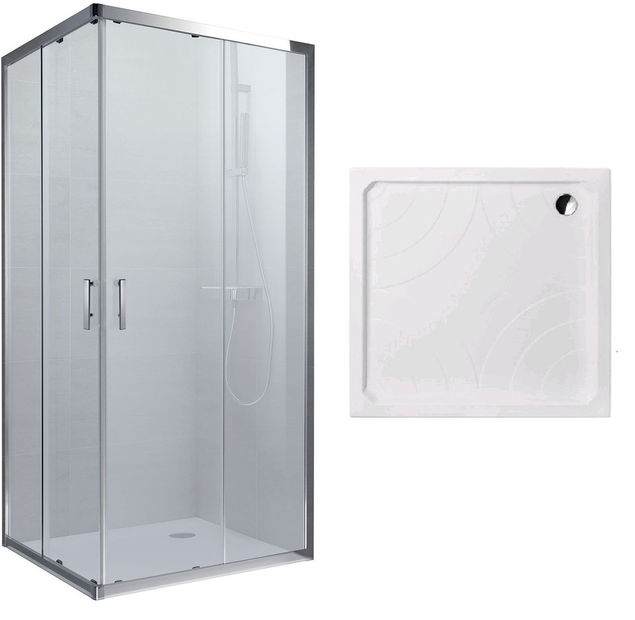Душова кабіна Koller Pool GRACE 90x90x190 см квадратна матове скло розсувна + піддон Grace 90х90 см