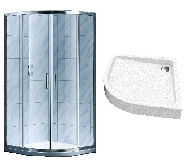 Душова кабіна Koller Pool STYLE 90x90x190 см напівкругла прозоре скло розсувна + піддон Grace 90х90 см