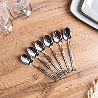 Набір чайних ложок з фактурою 6 шт нержавіюча сталь гальванічне покриття гальванічне покриття хром із золотом HP96921