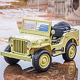Дитячий електромобіль двомісний акумуляторний армійський джип M 5861 з пультом р/у для дітей 3-8 років Бежевий, фото 4